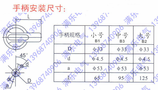 手操机构专用手柄,手操手柄,单单手柄,手柄尺寸,手柄安装尺寸